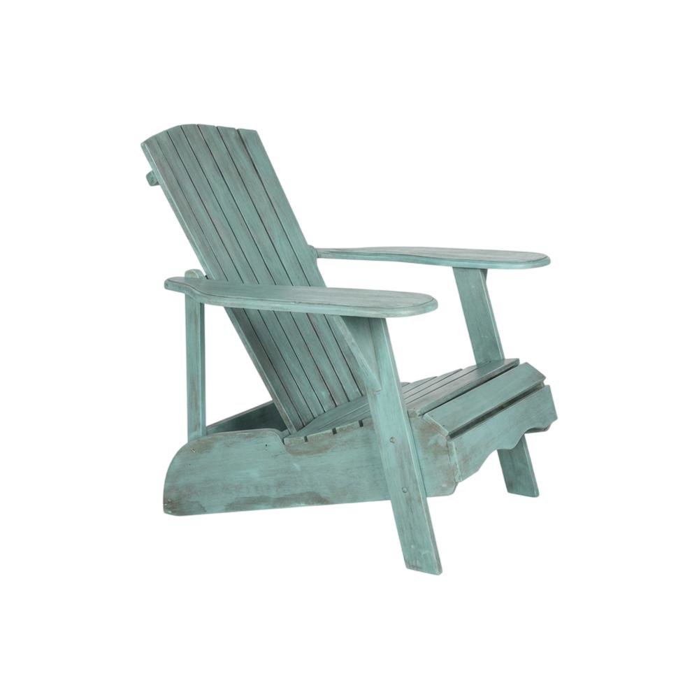 Beach House Blue Acacia Adirondack Chair With Galvanized Steel Hardware. Picture 1
