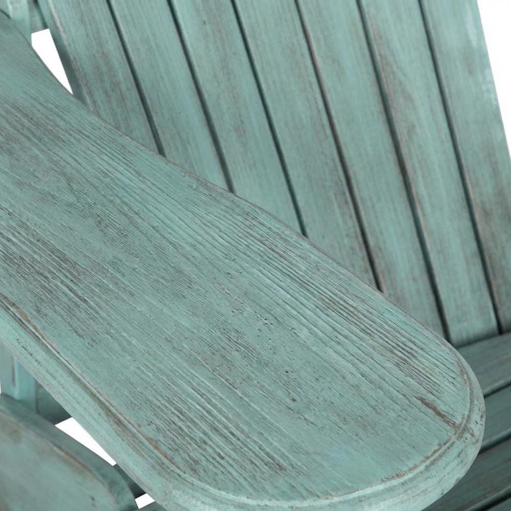 Beach House Blue Acacia Adirondack Chair With Galvanized Steel Hardware. Picture 5