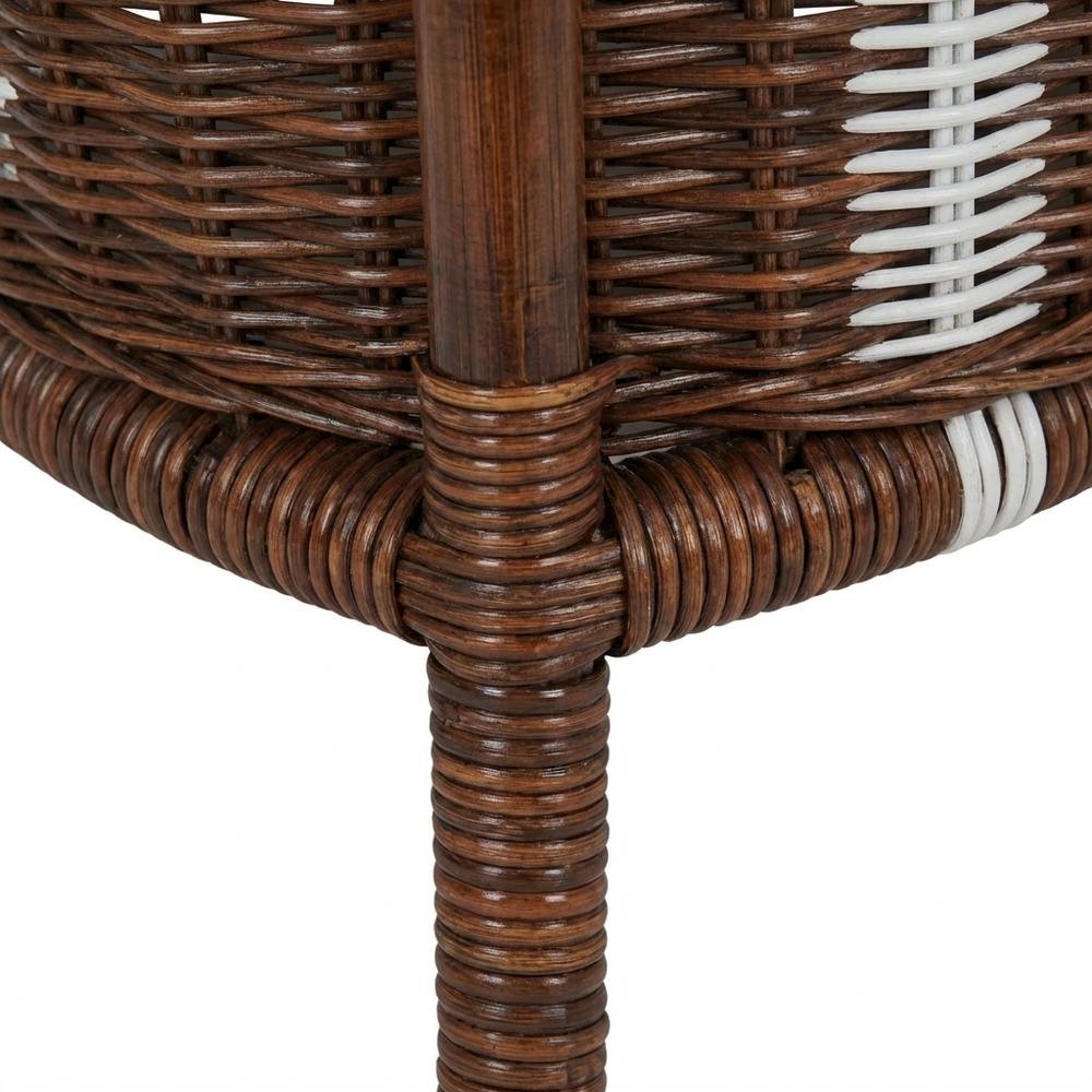Wicker Club Chair In White With Rattan Frame And Cotton Upholstery. Picture 6