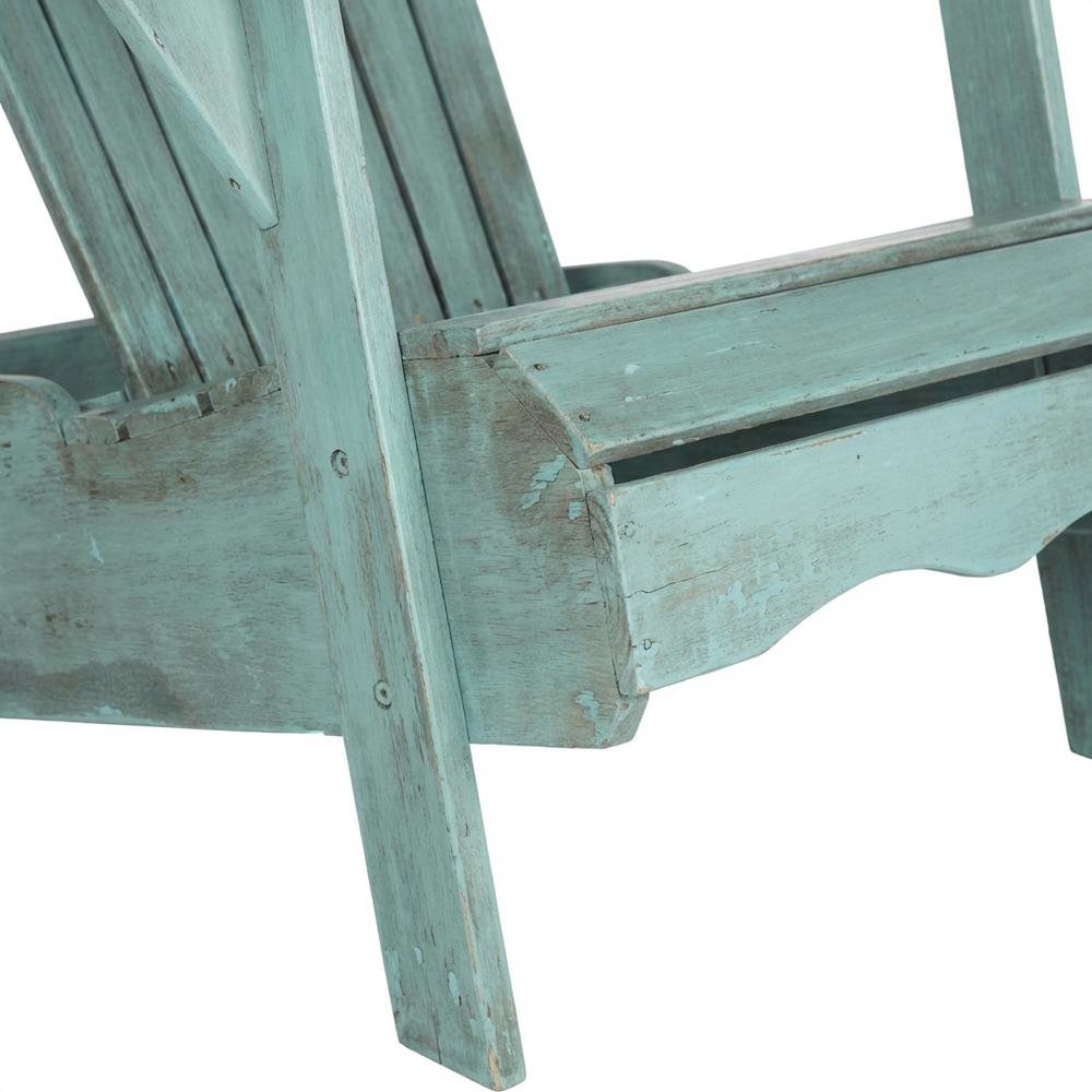 Beach House Blue Acacia Adirondack Chair With Galvanized Steel Hardware. Picture 6