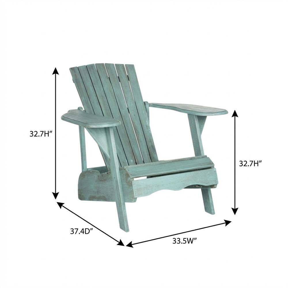 Beach House Blue Acacia Adirondack Chair With Galvanized Steel Hardware. Picture 7