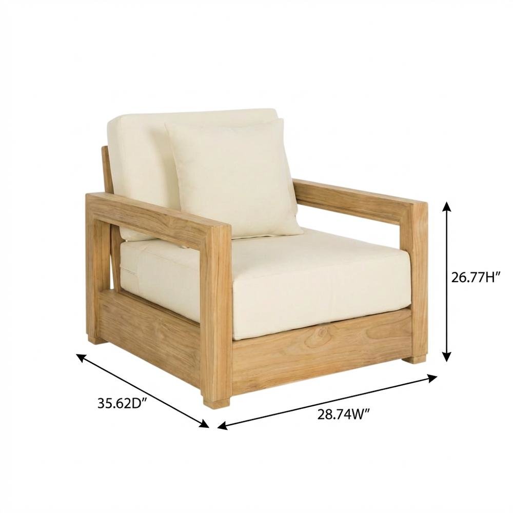 Brazilian Teak Wood Armchair in Finish with Cushioned Seating. Picture 7