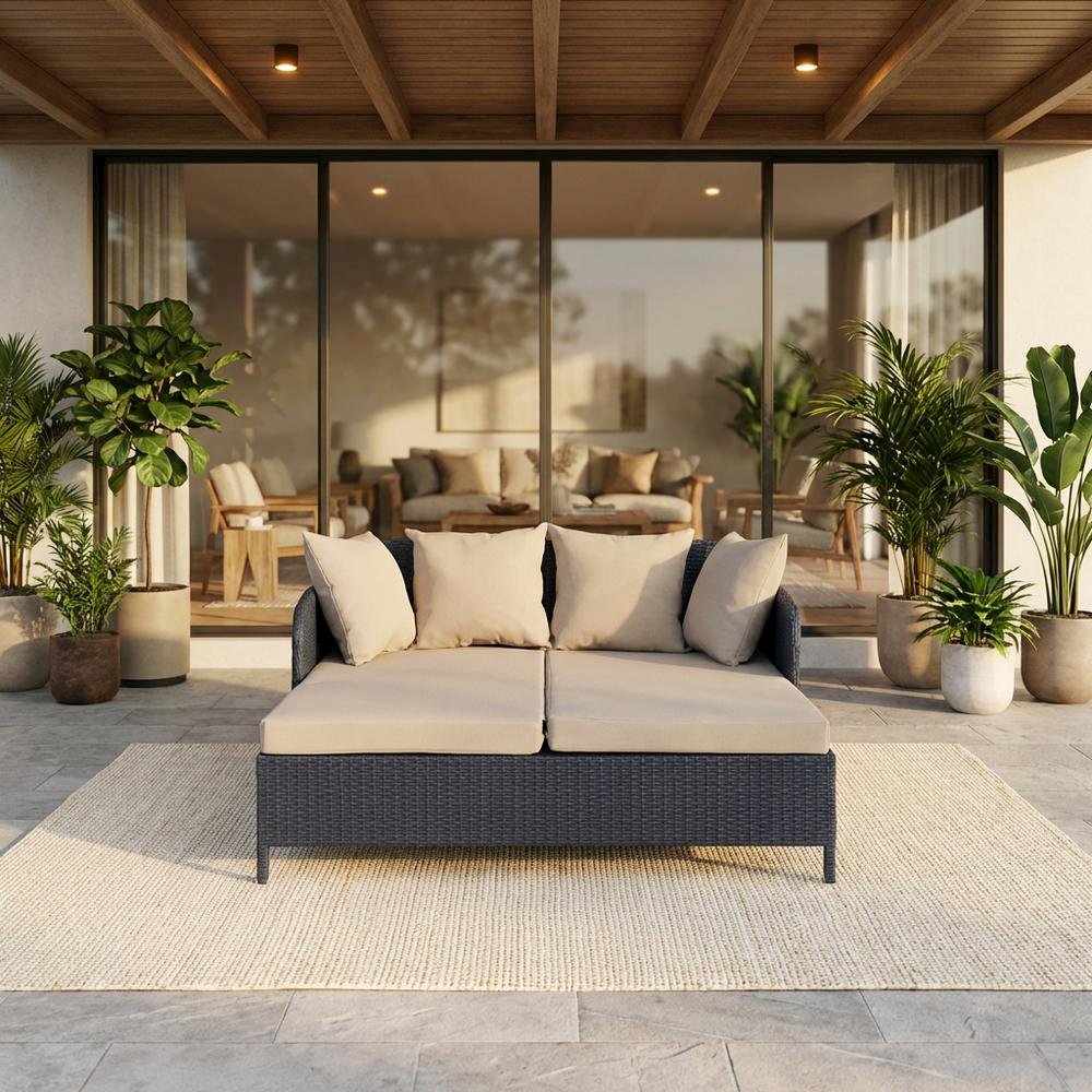 Outdoor Titanium Daybed With Foam Cushion And Powder-Coated Finish. Picture 2