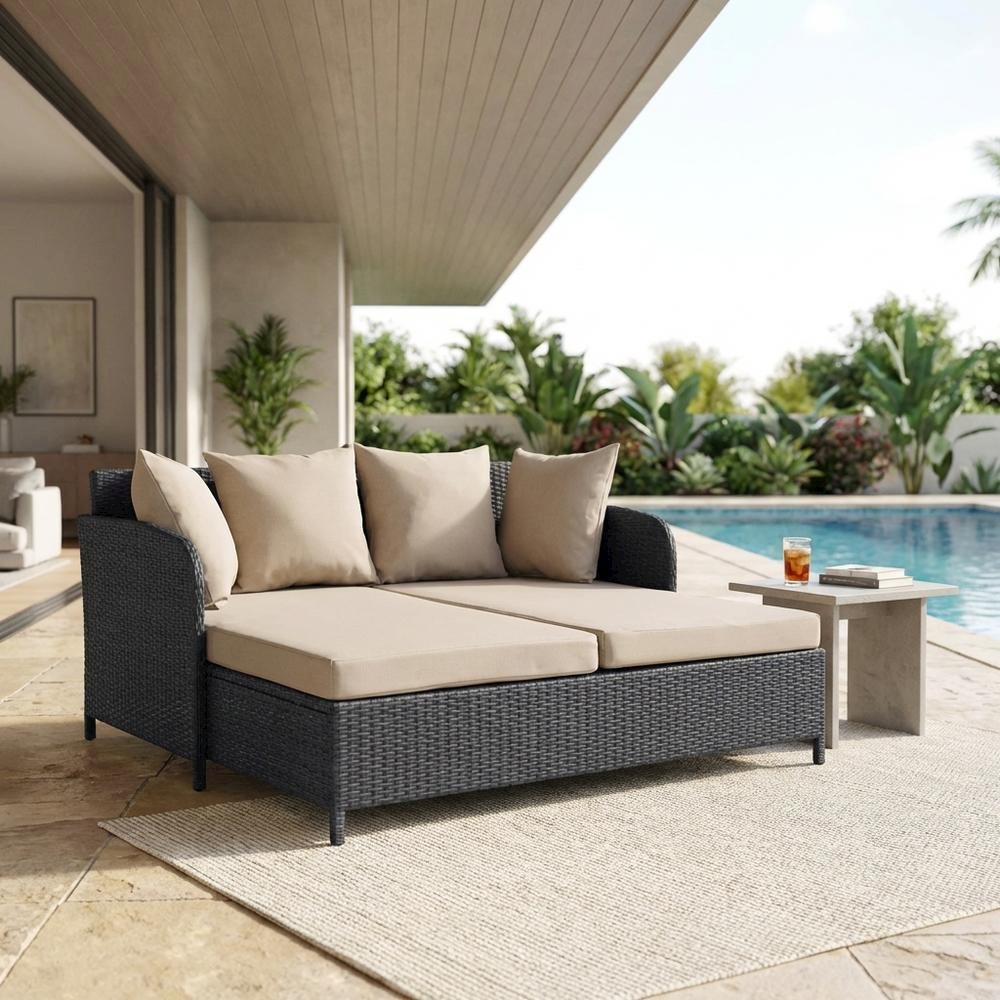 Outdoor Titanium Daybed With Foam Cushion And Powder-Coated Finish. Picture 3