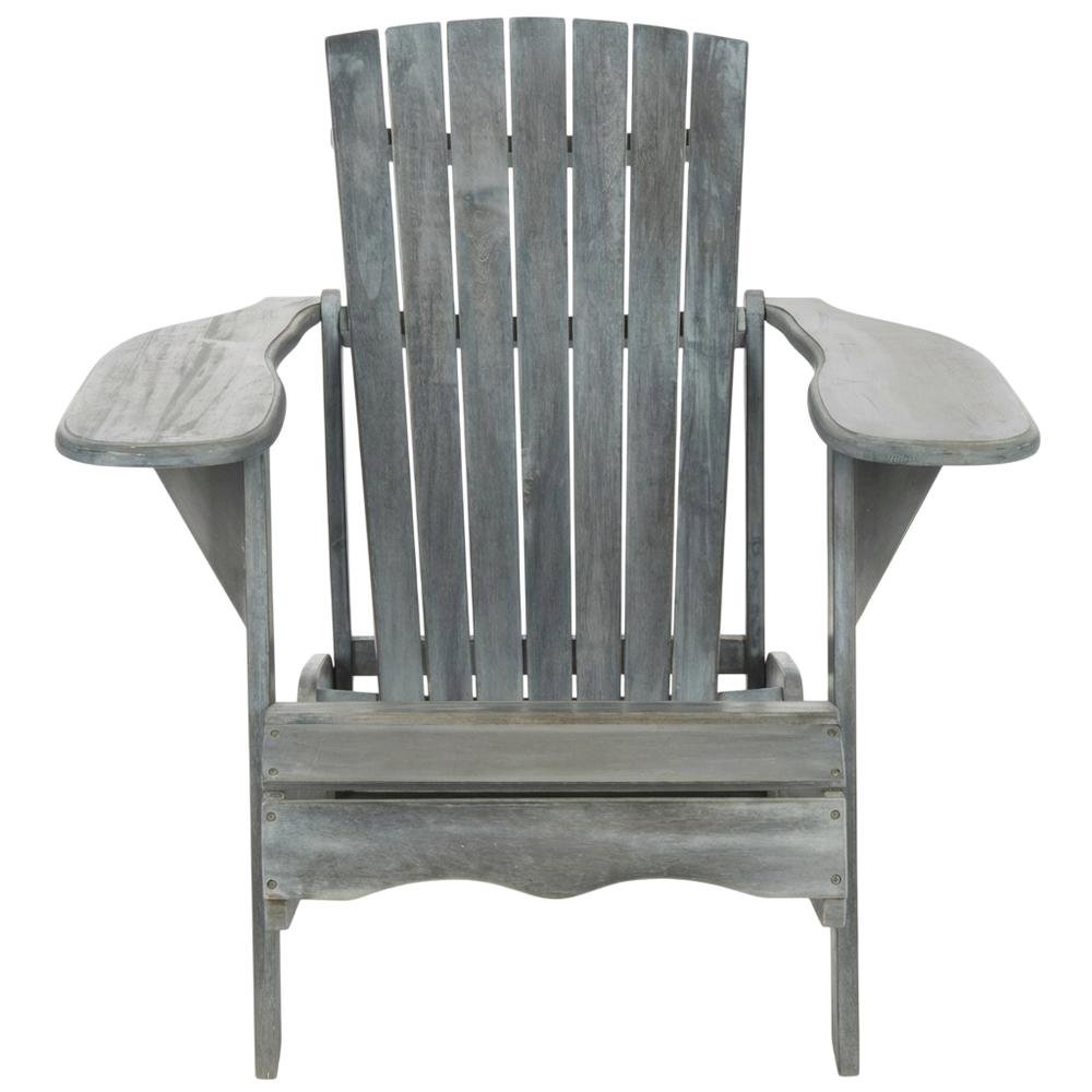 Acacia Wood Adirondack Chair With Ash Grey Finish And Galvanized Steel Hardware. Picture 4