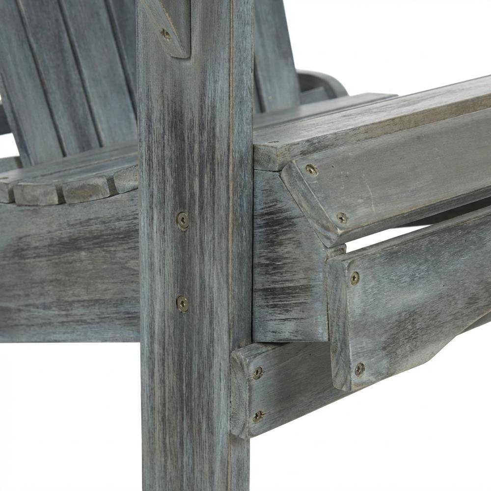 Acacia Wood Adirondack Chair With Ash Grey Finish And Galvanized Steel Hardware. Picture 6