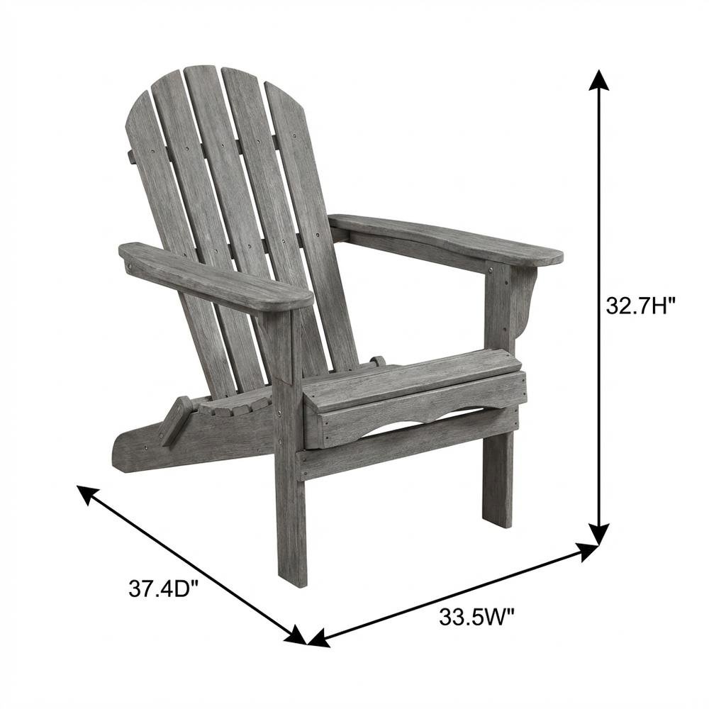 Acacia Wood Adirondack Chair With Ash Grey Finish And Galvanized Steel Hardware. Picture 7