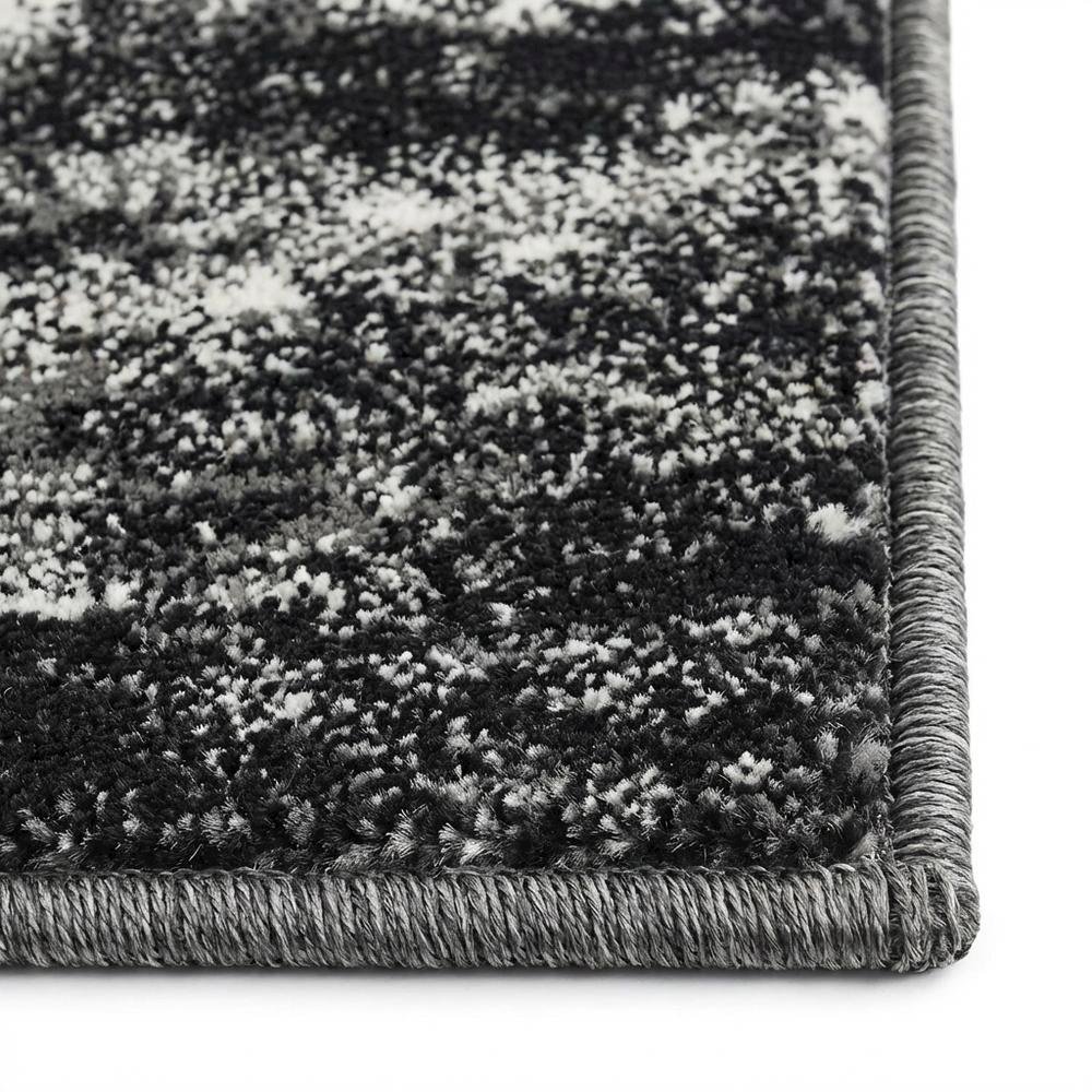 Silver and Black Area Rug with Power Loomed Polypropylene Pile for Living Room. Picture 6