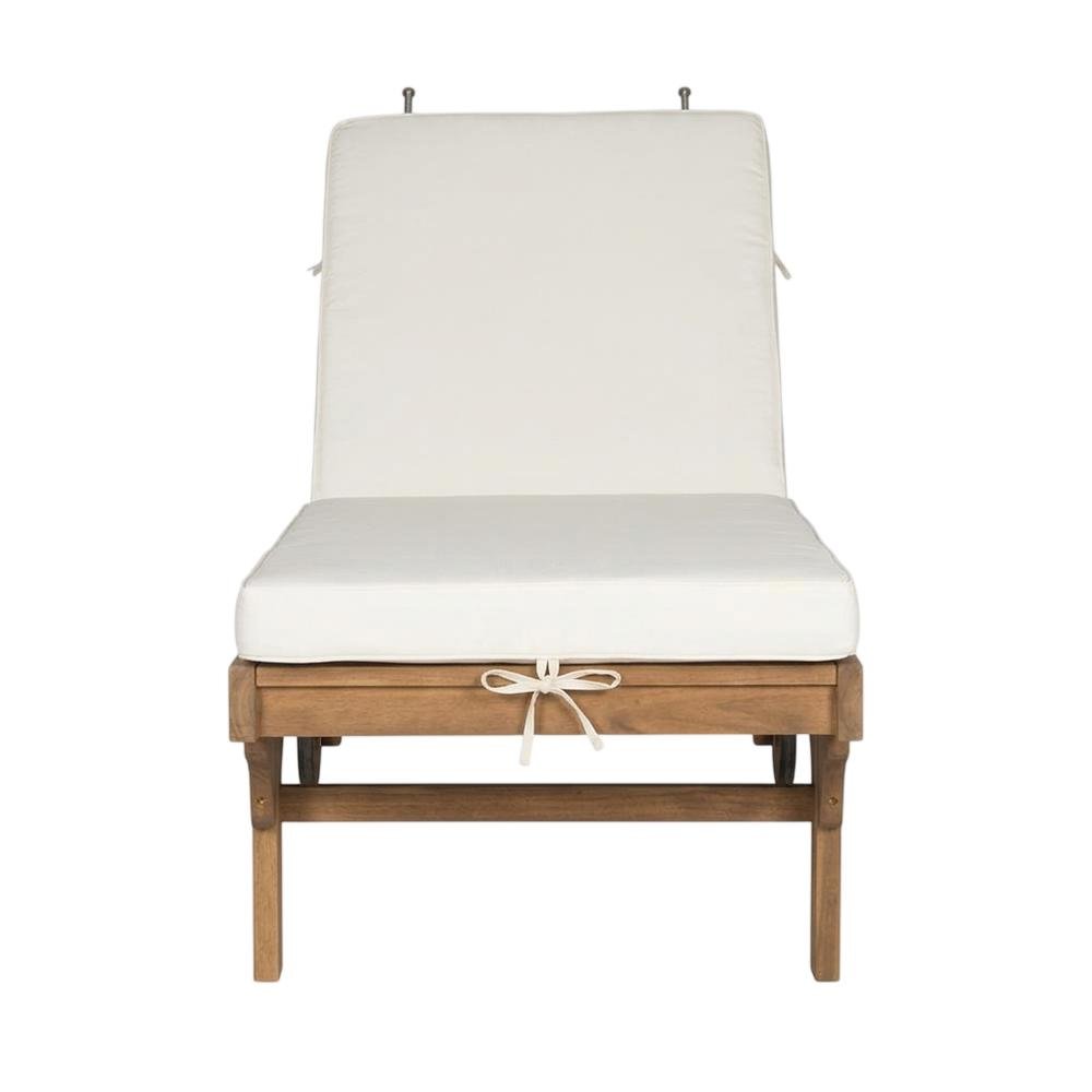 Outdoor Lounge Chair with Side Table in Natural Eucalyptus Wood Finish. Picture 3