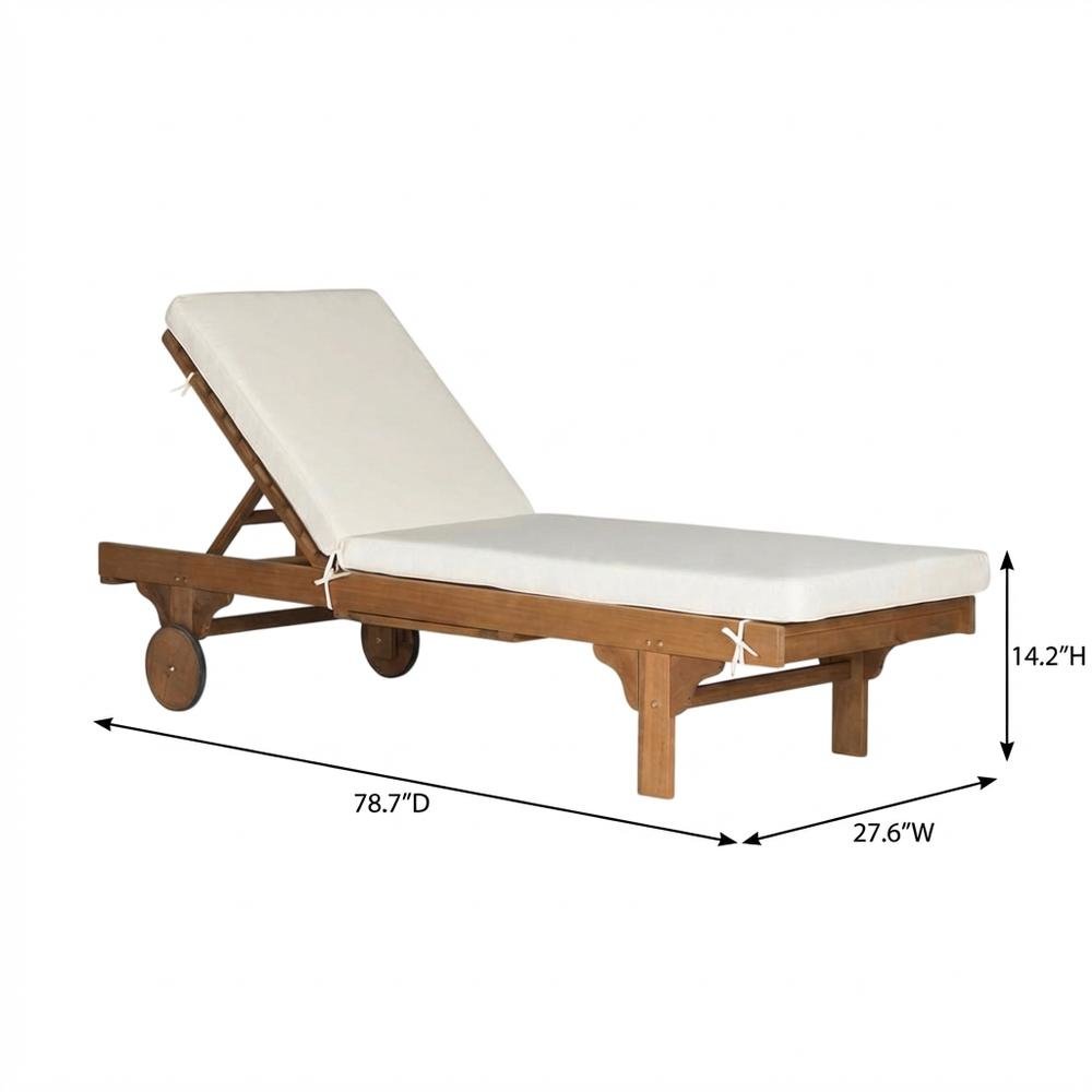 Outdoor Lounge Chair with Side Table in Natural Eucalyptus Wood Finish. Picture 7