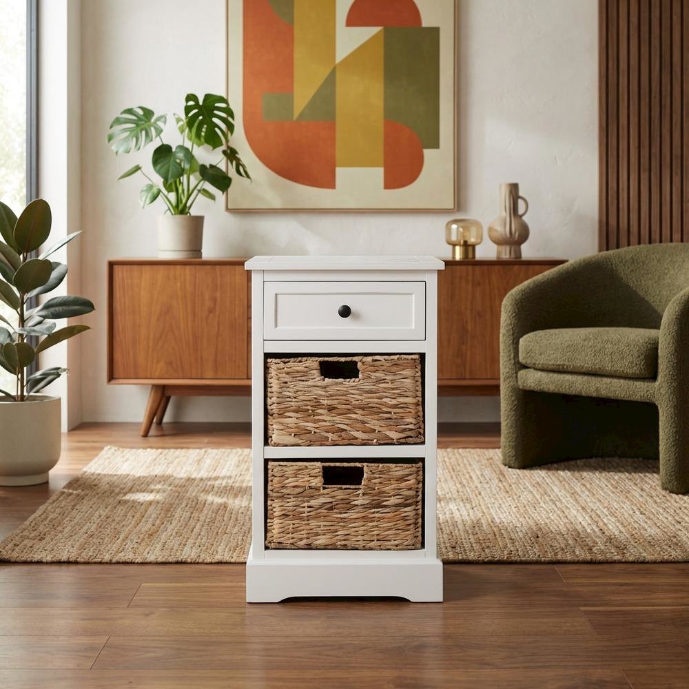 White Washed, Side Table, Quality Build, Durable Wood Frame. Picture 2