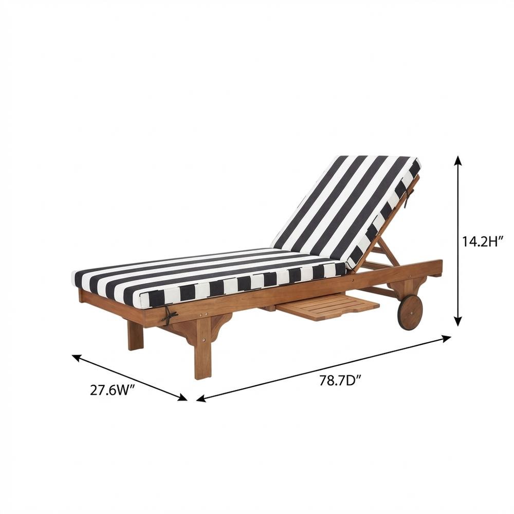 Outdoor Lounge Chair With Side Table In Eucalyptus And Silver Metal. Picture 7