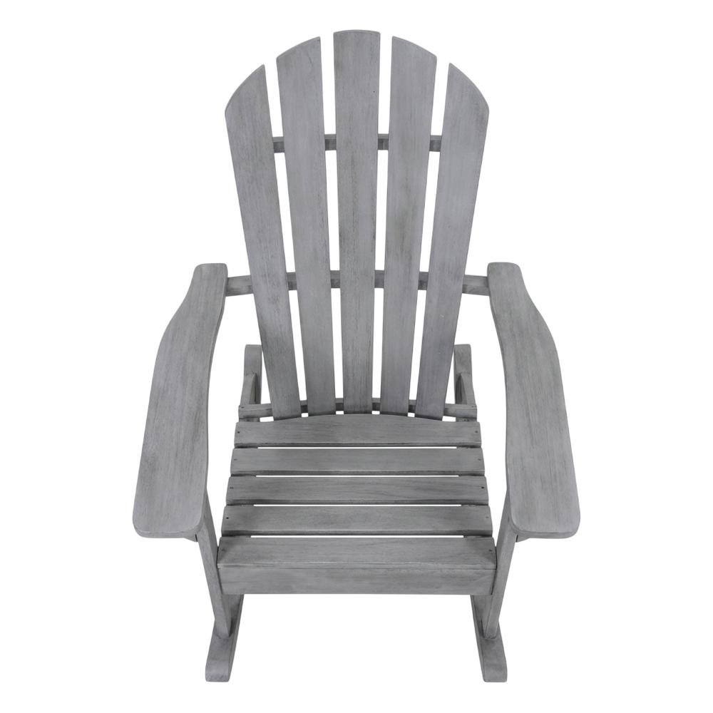 Grey Wash Eucalyptus Wood Rocking Chair With Galvanized Steel Frame. Picture 4