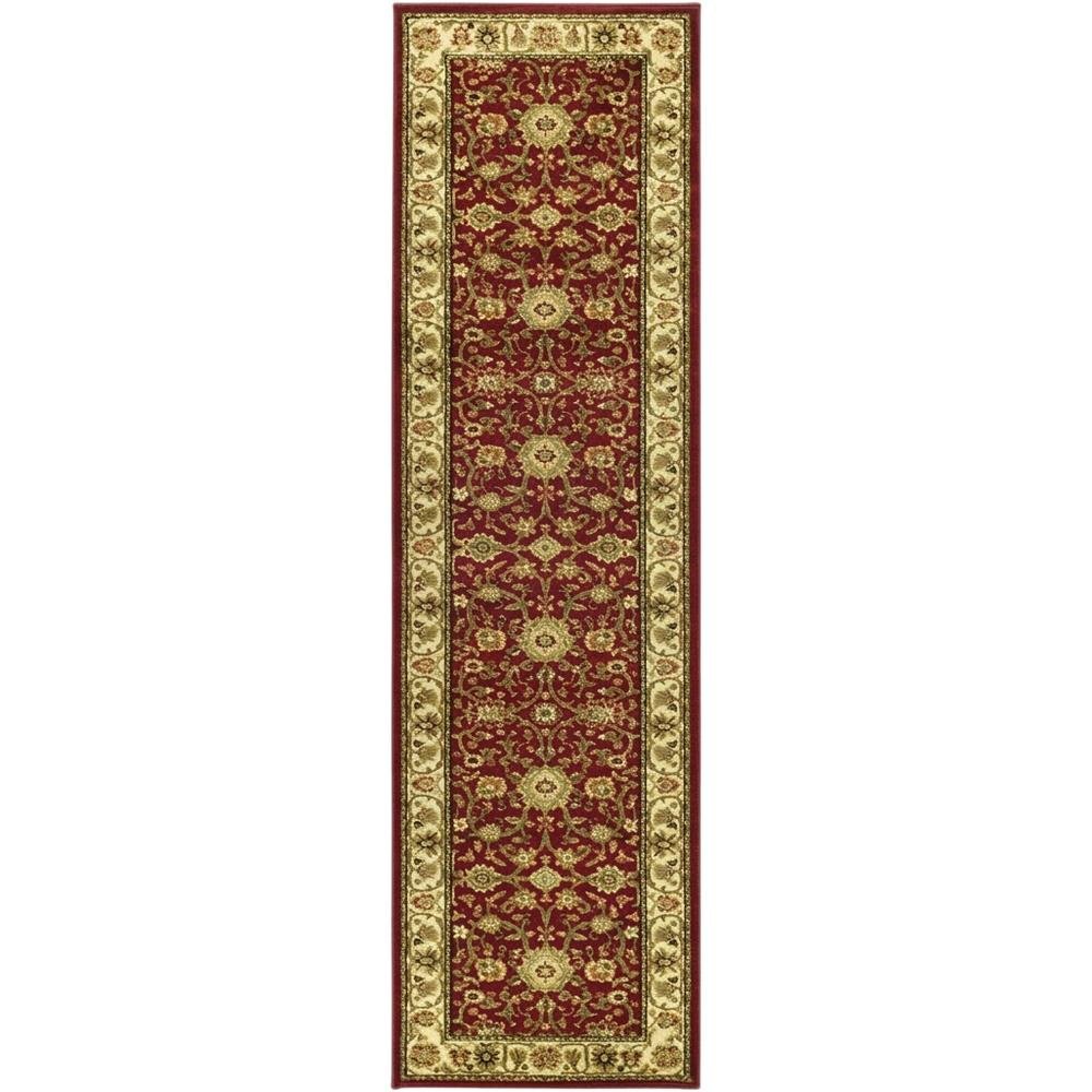 Red and ivory area rug with power loomed polypropylene pile, runner size. Picture 4