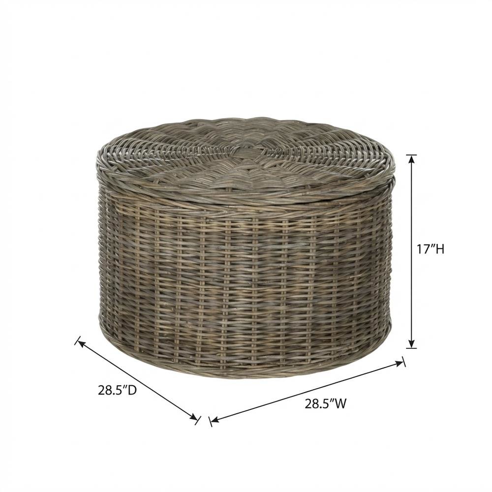 Grey Fabric and Rattan Coffee Table with Sturdy Frame. Picture 7