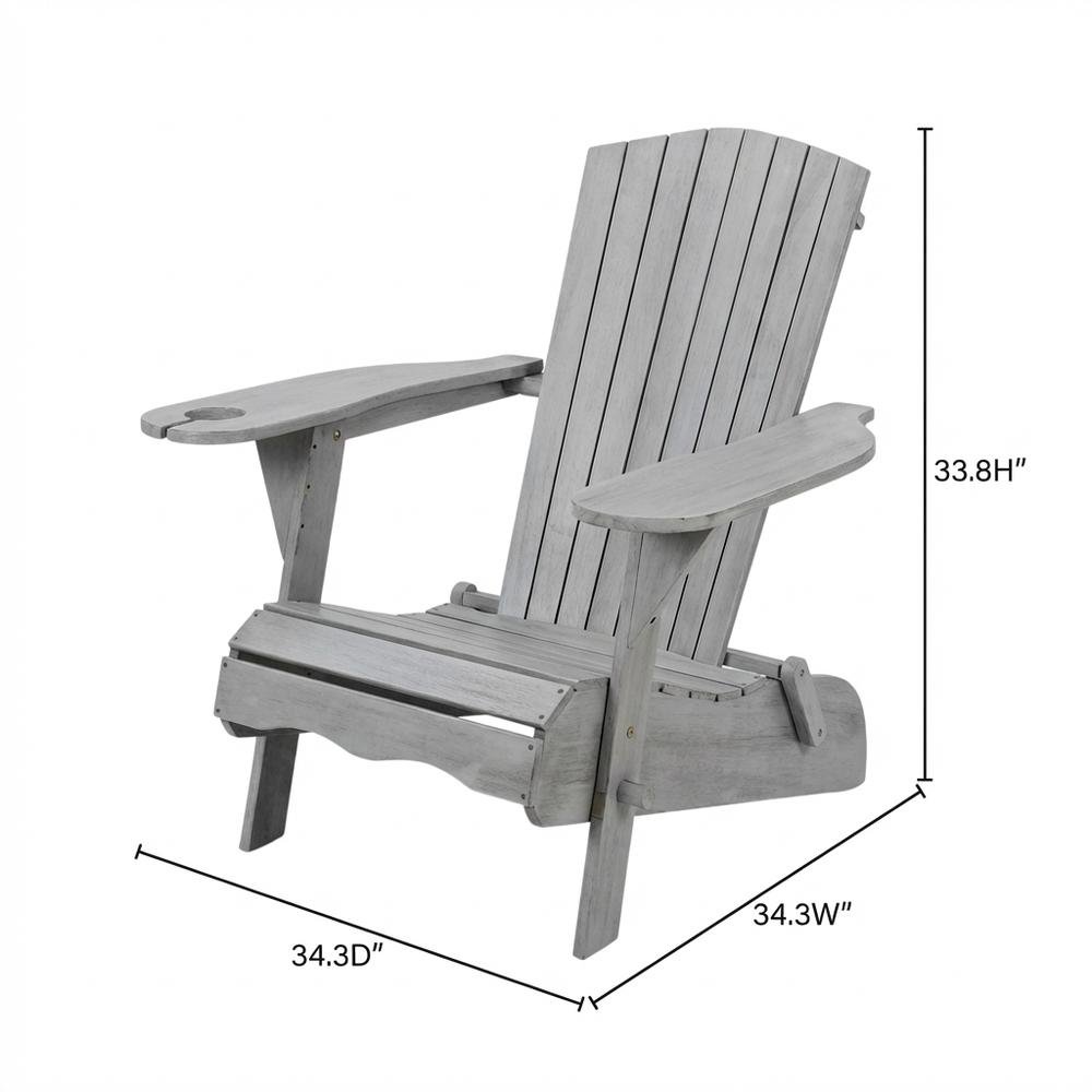 Set Of 2 Grey Wash Eucalyptus Adirondack Chairs For Outdoor Use. Picture 7