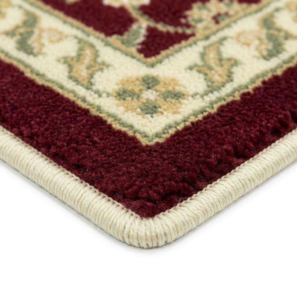 Red and ivory area rug with power loomed polypropylene pile, runner size. Picture 6
