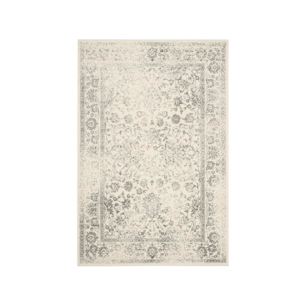 Ivory and Silver Area Rug with Power Loomed Design and Plush Polypropylene Pile. Picture 4