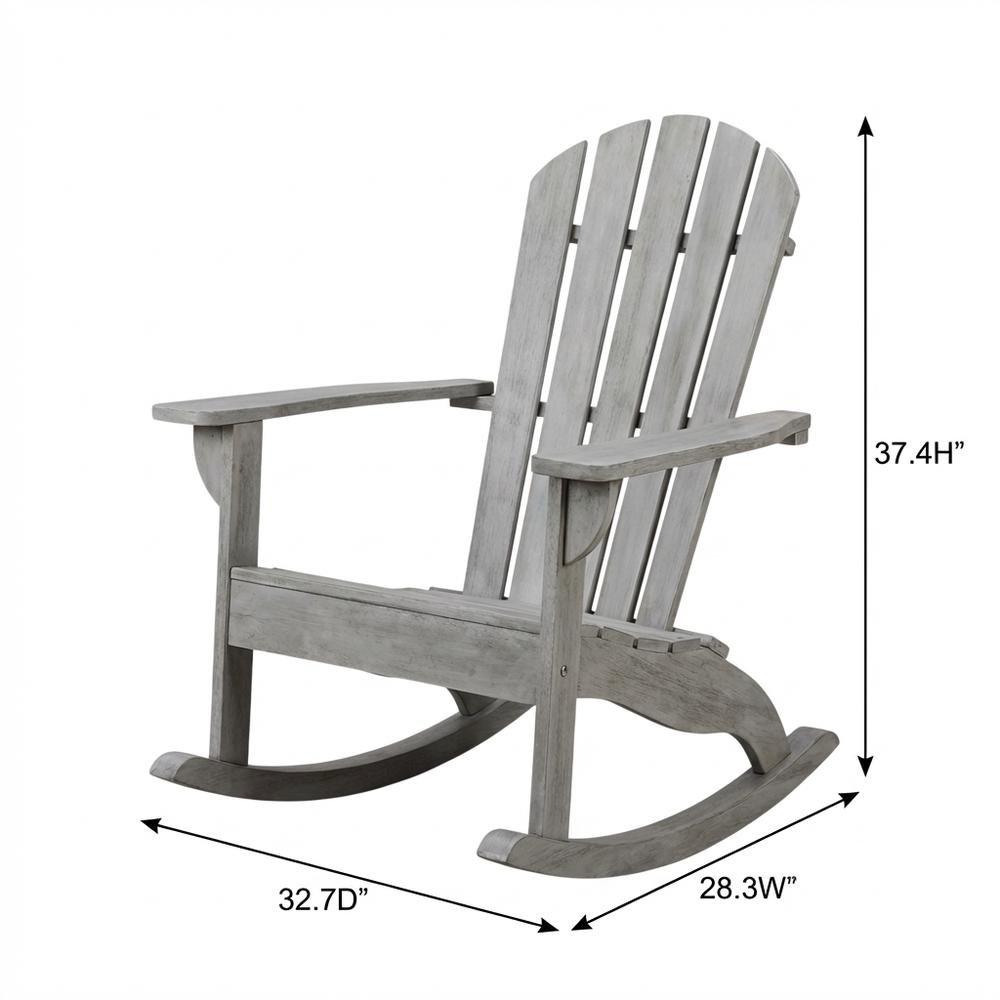 Grey Wash Eucalyptus Wood Rocking Chair With Galvanized Steel Frame. Picture 7