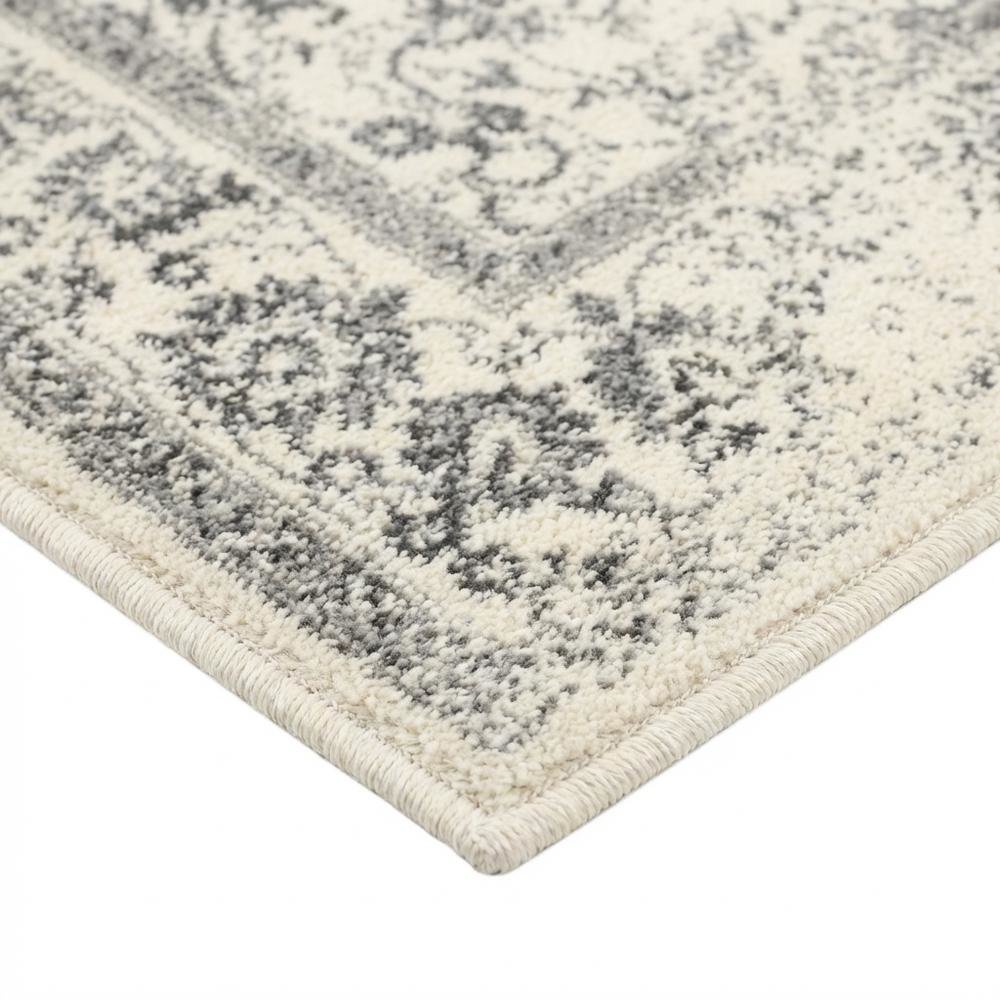 Ivory and Silver Area Rug with Power Loomed Design and Plush Polypropylene Pile. Picture 6