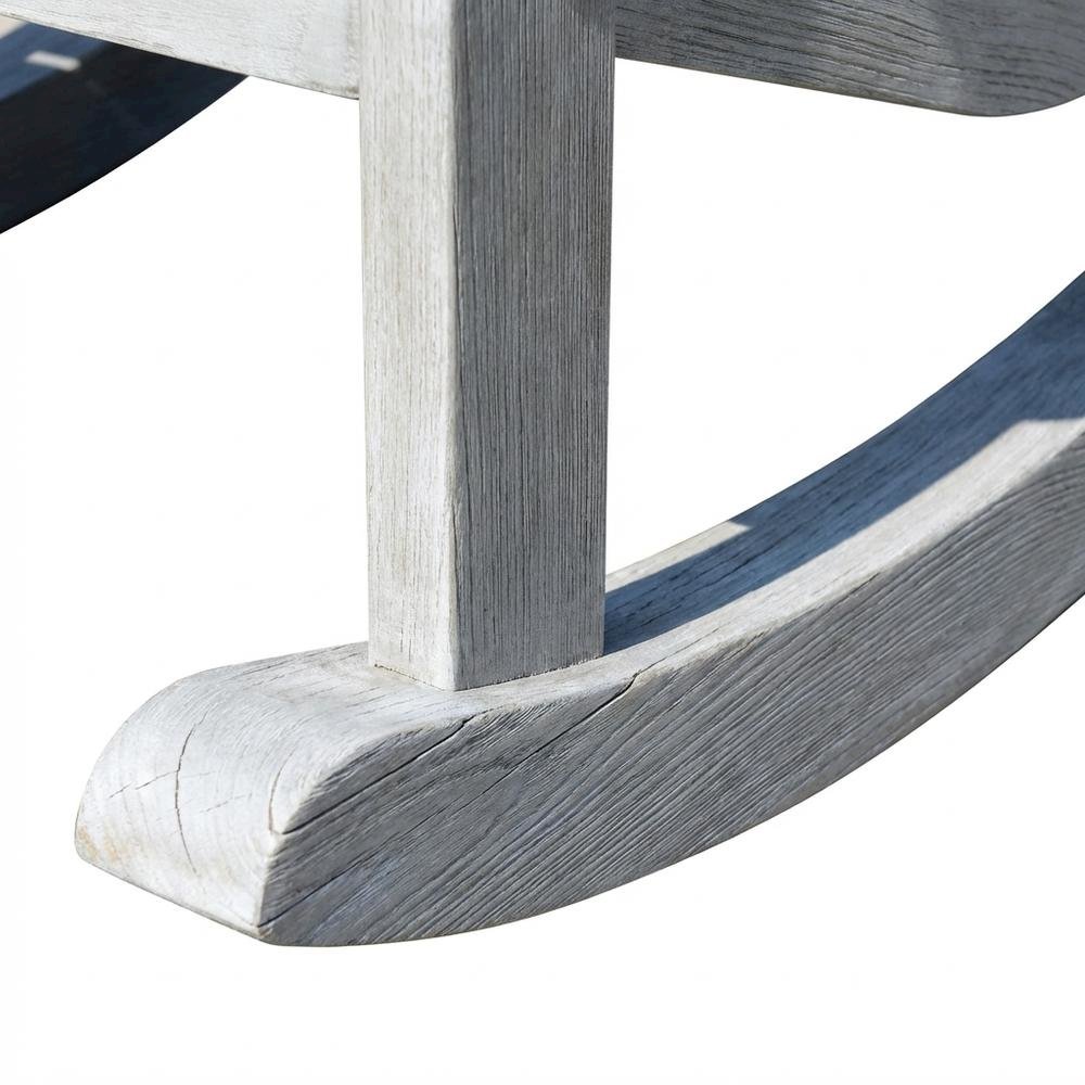 Grey Wash Eucalyptus Wood Rocking Chair With Galvanized Steel Frame. Picture 6