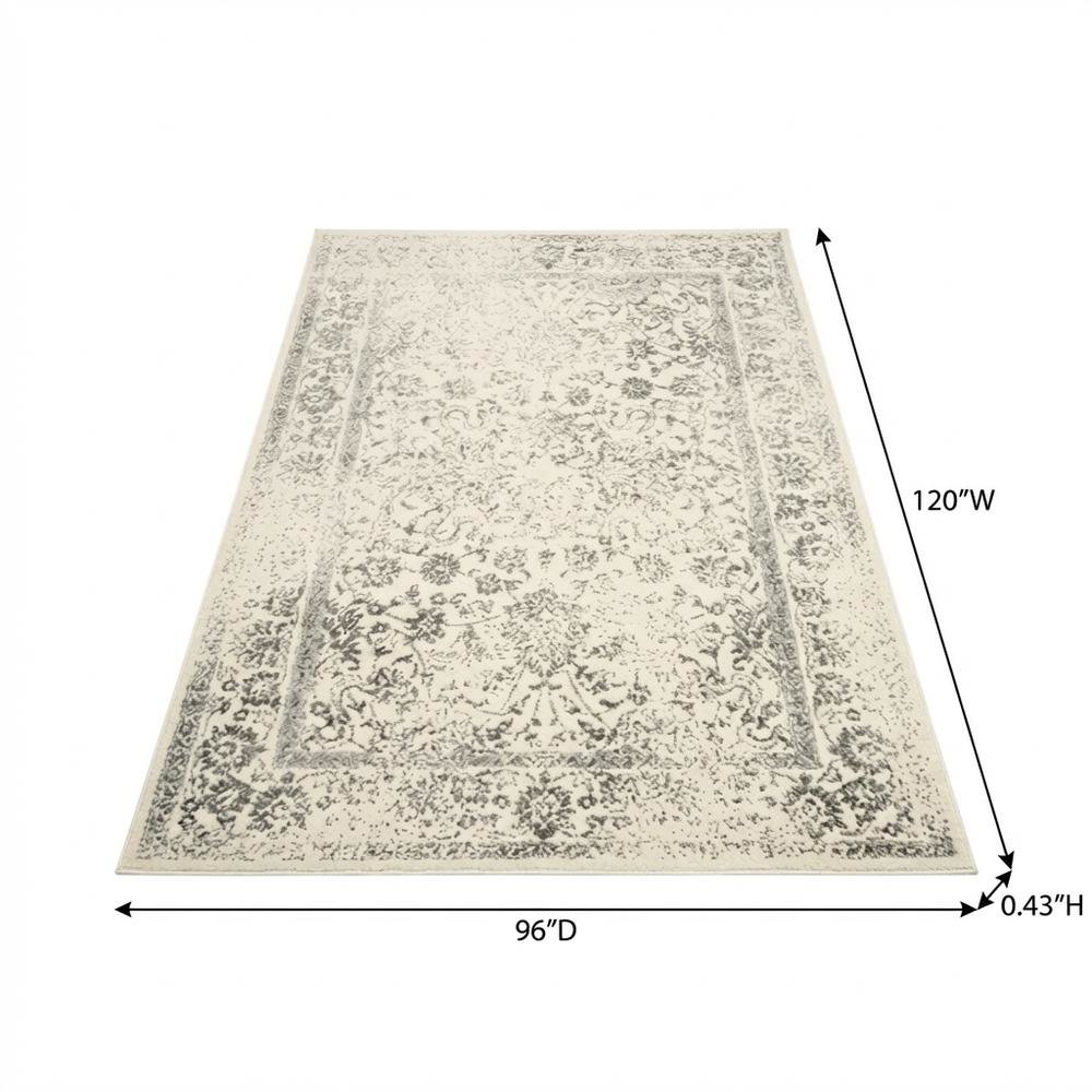 Ivory and Silver Area Rug with Power Loomed Design and Plush Polypropylene Pile. Picture 7