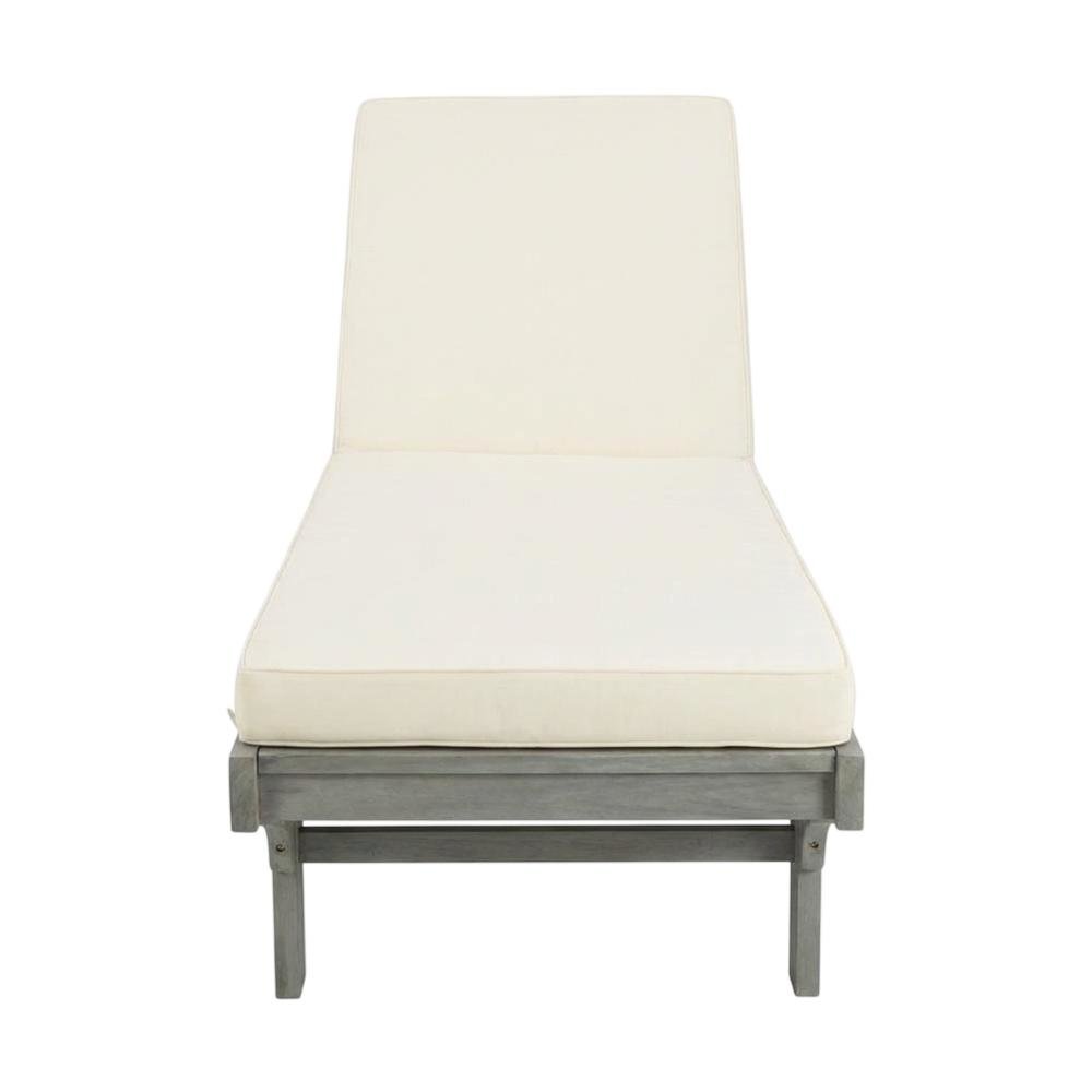 Modern Grey Outdoor Lounge Chair With Side Table And Foam Cushion. Picture 4