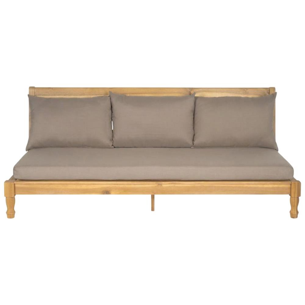 Outdoor Daybed In Natural Acacia With Brass Finish And Polyester Upholstery. Picture 4