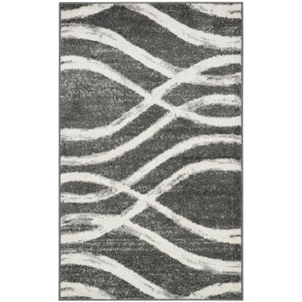 Charcoal and Ivory Area Rug, Power Loomed Polypropylene Pile, Small Rectangle. Picture 4