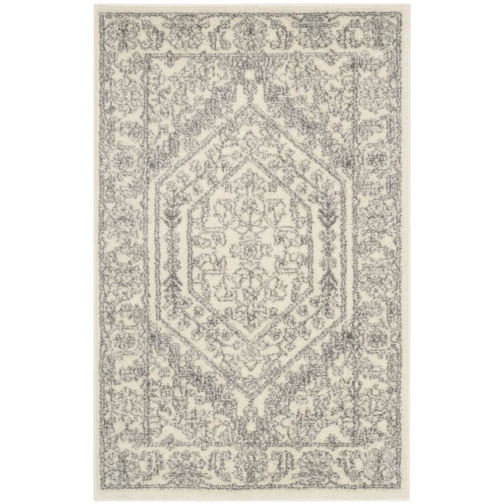 Ivory and Silver Area Rug with Power Loomed Polypropylene Pile for Accent Spaces. Picture 4