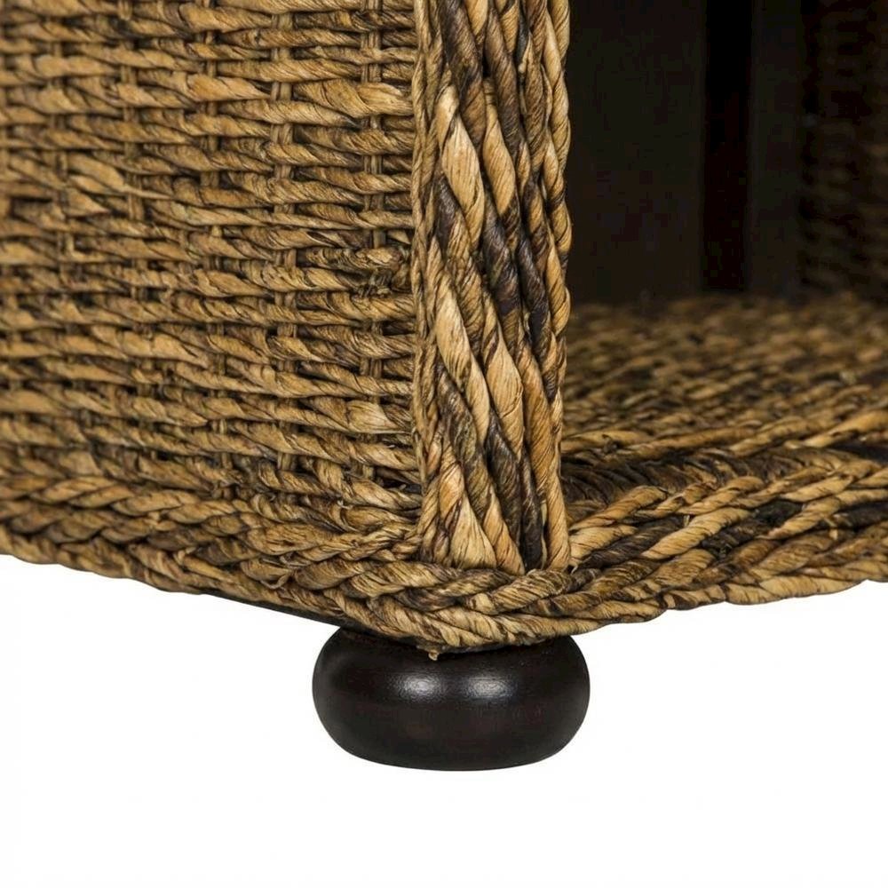 Natural Brown Rattan Nightstand with Drawer and 8-Inch Storage Shelf. Picture 6