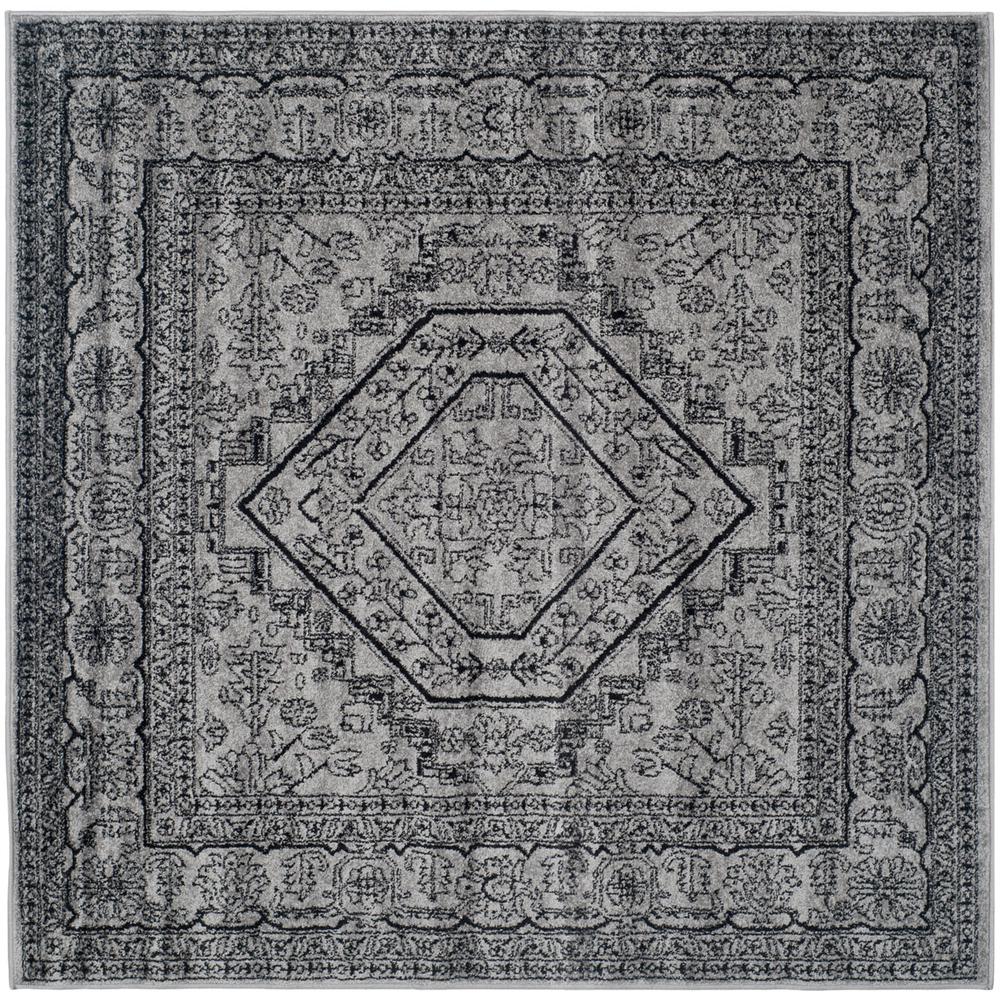 Adirondack, SILVER / BLACK, 6' X 6' Square, Area Rug, ADR108A-6SQ. Picture 1
