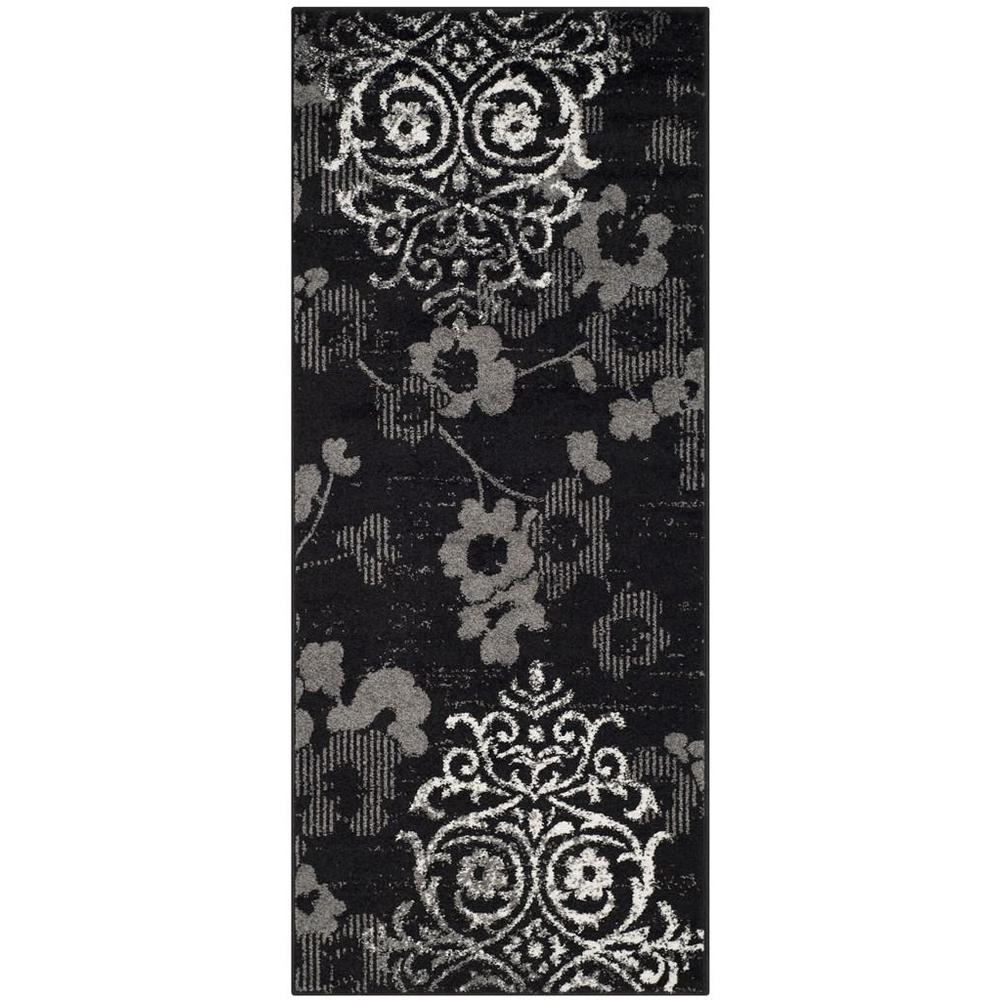 Adirondack, BLACK / SILVER, 2'-6" X 6', Area Rug, ADR114A-26. Picture 1