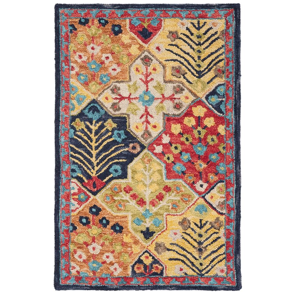 ASPEN, BLUE / ORANGE, 4' X 6', Area Rug. Picture 1