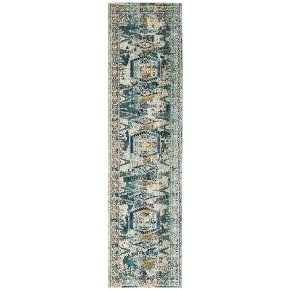BALDWIN, IVORY / TEAL, 2'-2" X 6', Area Rug, BDN128C-26. Picture 1