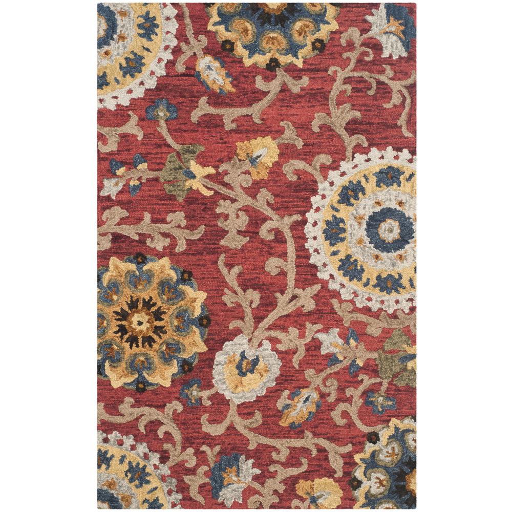 BLOSSOM, RED / MULTI, 6' X 9', Area Rug. Picture 1