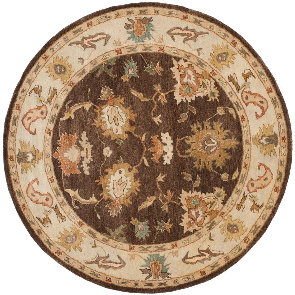BERGAMA, BROWN / IVORY, 8' X 8' Round, Area Rug. Picture 1