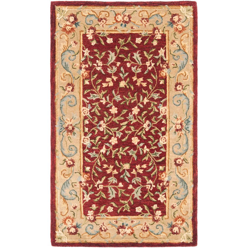 BERGAMA, RED / DARK BEIG, 4' X 6', Area Rug. Picture 1