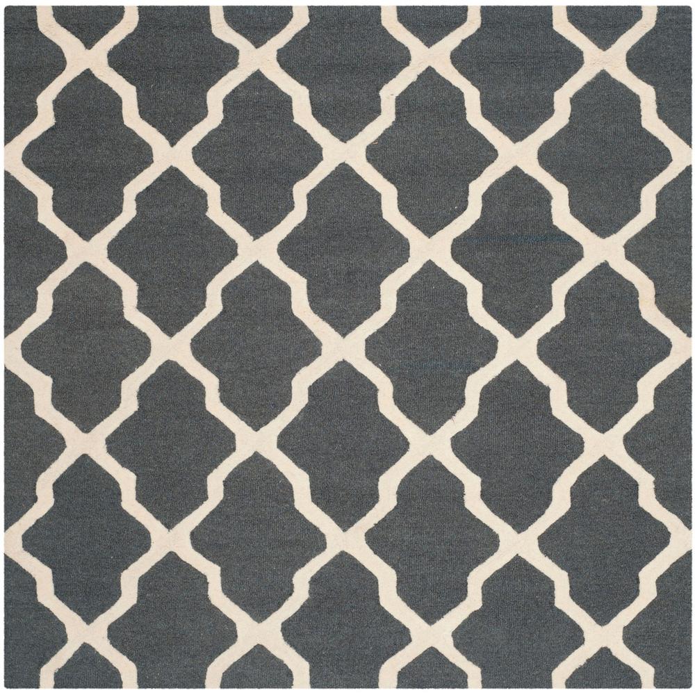 CAMBRIDGE, DARK GREY / IVORY, 8' X 8' Square, Area Rug, CAM121X-8SQ. Picture 1