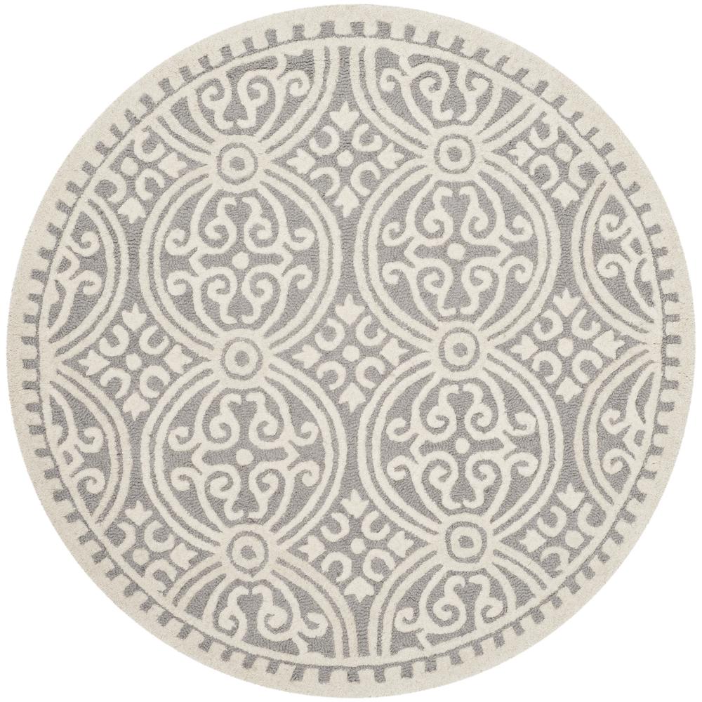 CAMBRIDGE, SILVER / IVORY, 10' X 10' Round, Area Rug, CAM123D-10R. Picture 1