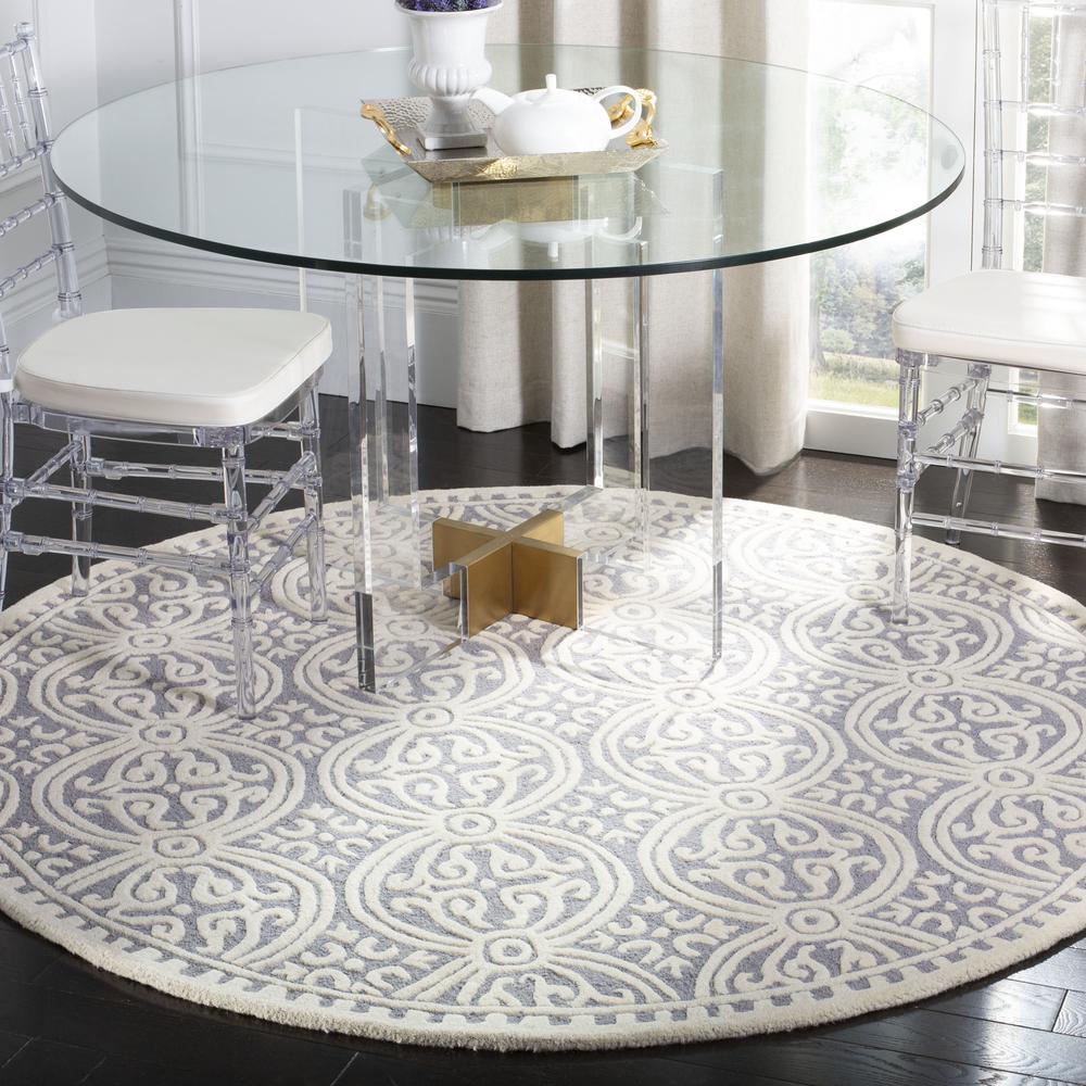 CAMBRIDGE, SILVER / IVORY, 10' X 10' Round, Area Rug, CAM123D-10R. Picture 3