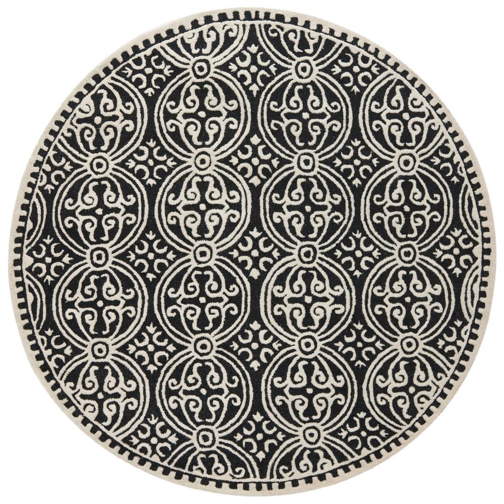 CAMBRIDGE, BLACK / IVORY, 6' X 6' Round, Area Rug, CAM123E-6R. Picture 1