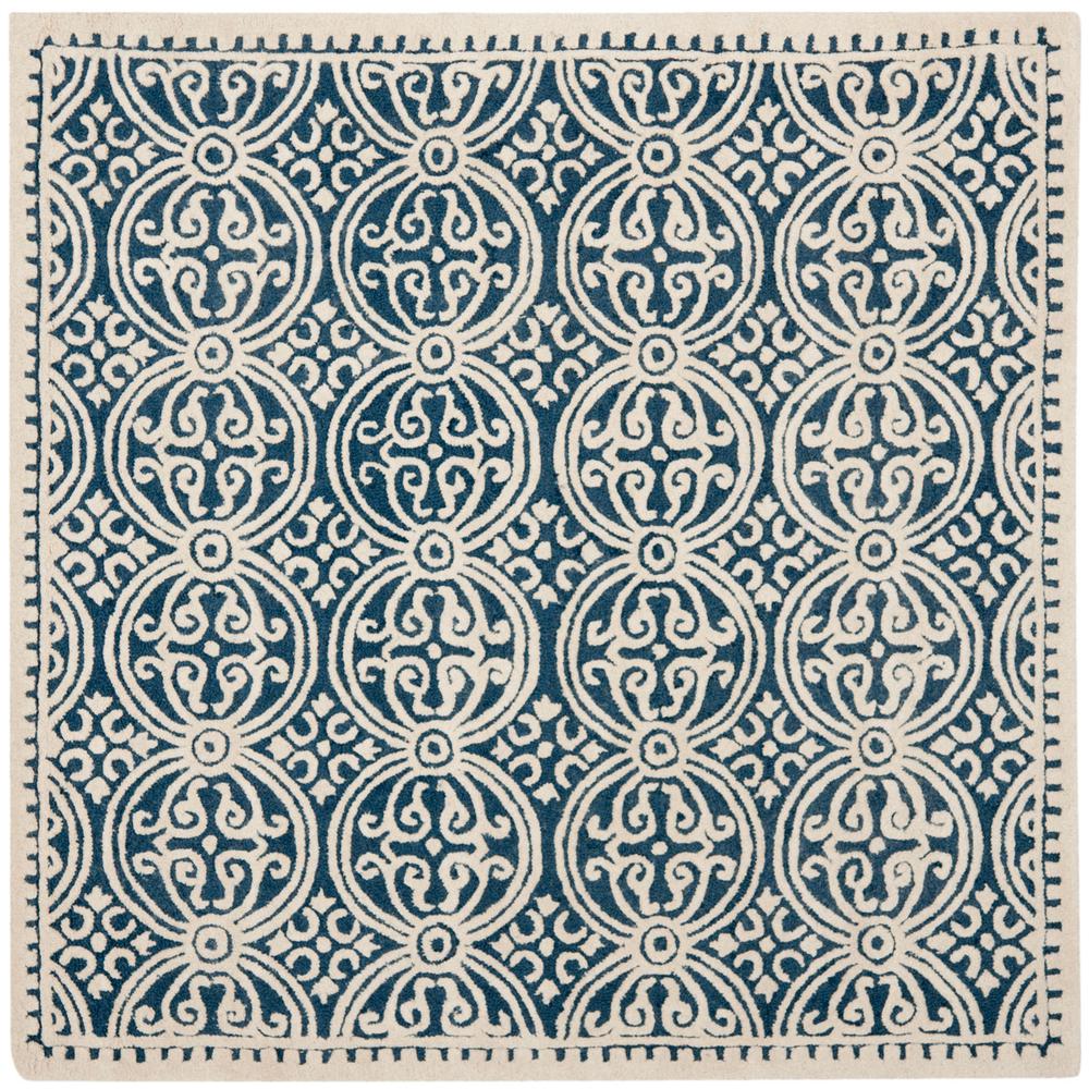 CAMBRIDGE, NAVY BLUE / IVORY, 8' X 8' Square, Area Rug. Picture 1