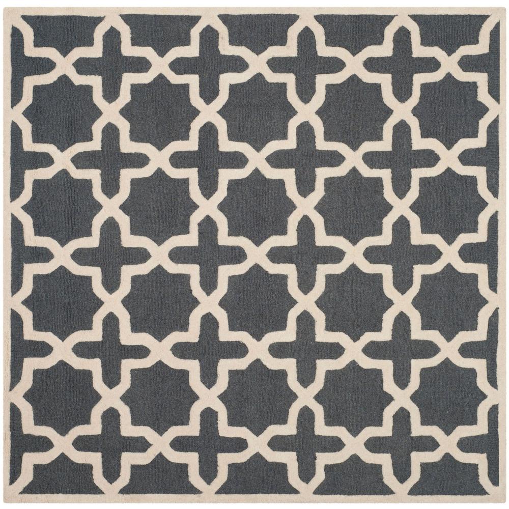CAMBRIDGE, DARK GREY / IVORY, 8' X 8' Square, Area Rug, CAM125X-8SQ. Picture 1