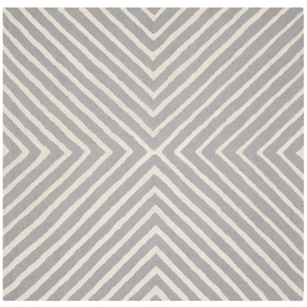 CAMBRIDGE, SILVER / IVORY, 6' X 6' Square, Area Rug, CAM129D-6SQ. Picture 1