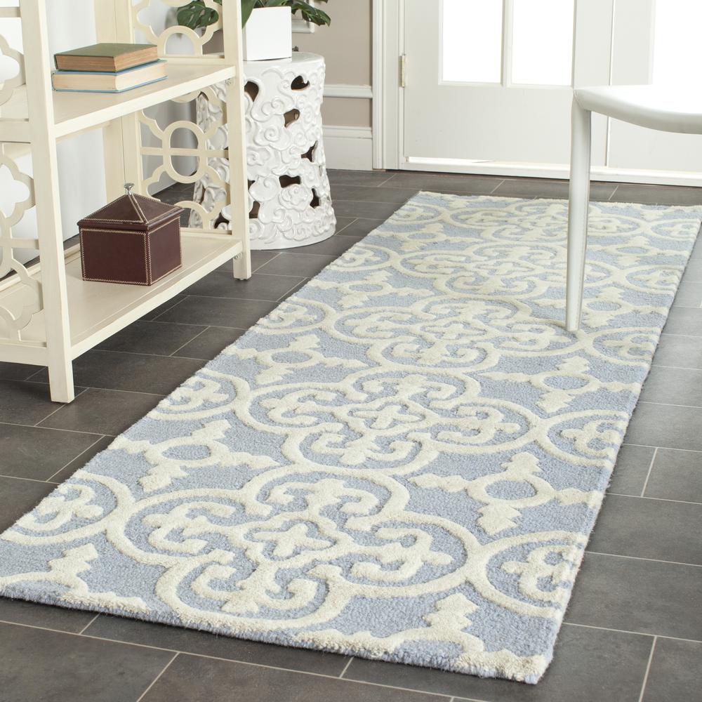 CAMBRIDGE, LIGHT BLUE / IVORY, 2'-6" X 12', Area Rug, CAM133A-212. Picture 2