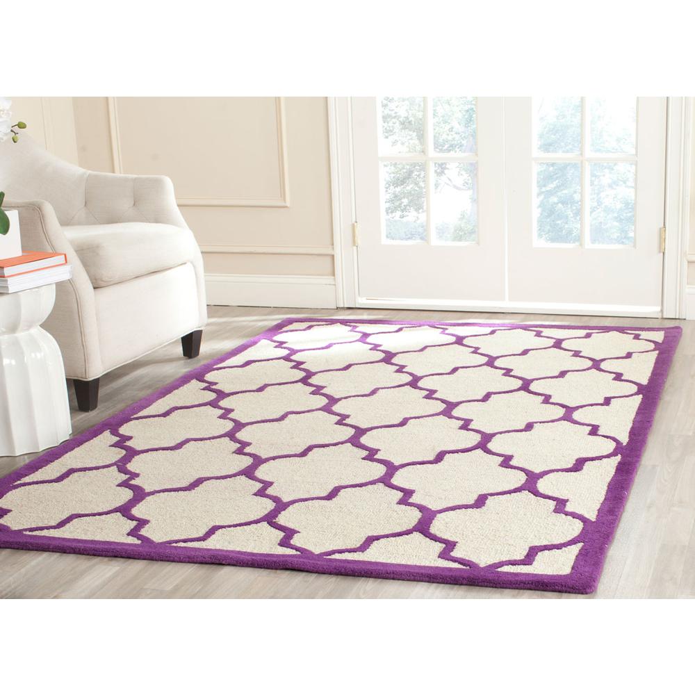 CAMBRIDGE, IVORY / PURPLE, 6' X 9', Area Rug. Picture 1