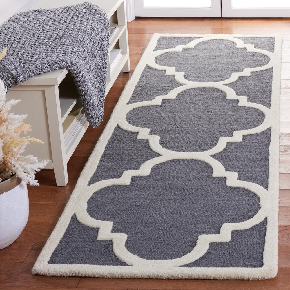 CAMBRIDGE, DARK GREY / IVORY, 2'-6" X 10', Area Rug, CAM140X-210. Picture 2