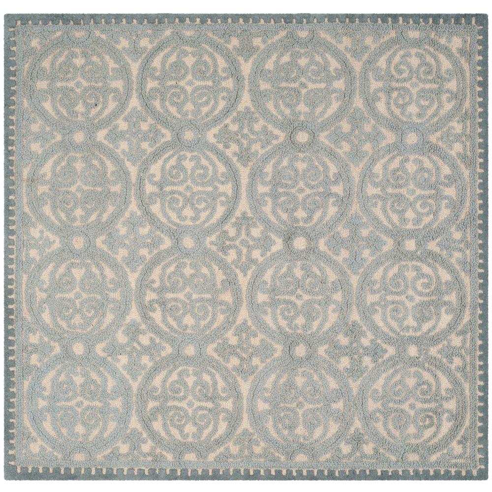 CAMBRIDGE, DUSTY BLUE / CEMENT, 8' X 8' Square, Area Rug. Picture 1