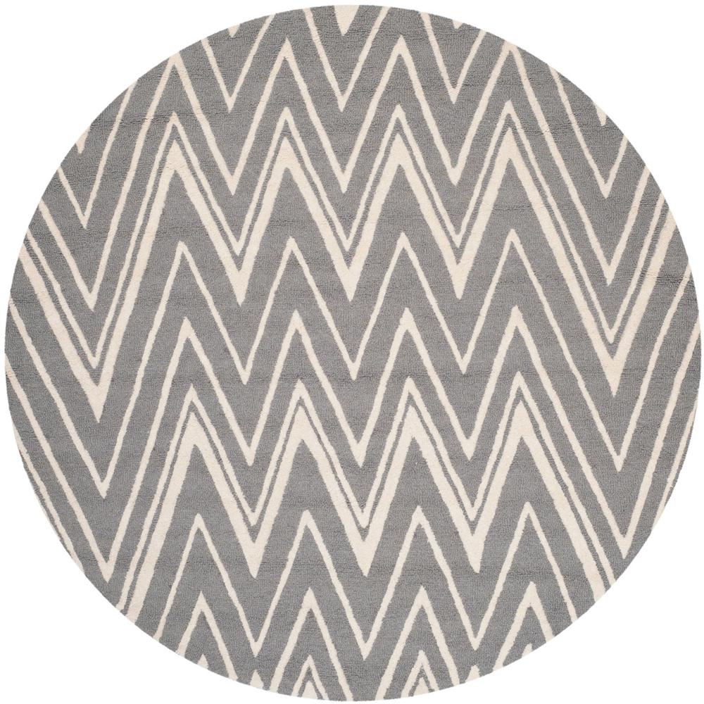 CAMBRIDGE, DARK GREY / IVORY, 8' X 8' Round, Area Rug, CAM711D-8R. Picture 1